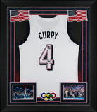 Warriors Stephen Curry Signed Team USA White Nike Swingman Framed Jersey BAS
