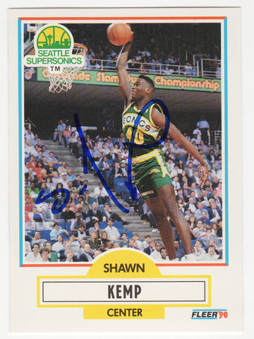 Shawn Kemp Signed Supersonics 1990 Fleer Rookie Basketball Card #178 - (SS COA)