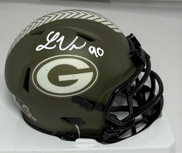 Packers LUKAS VAN NESS Signed Riddell SALUTE SERVICE Speed Mini Helmet AUTO BAS