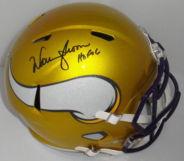 Vikings WARREN MOON Signed Full Size FLASH Replica Speed Helmet AUTO w/HOF BAS