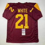 Autographed/Signed LenDale White USC Southen Cal Maroon College Jersey JSA COA