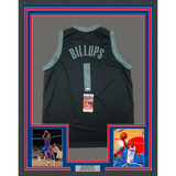 Framed Autographed/Signed Chauncey Billups 33x42 Detroit Black Jersey JSA COA