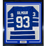 Framed Autographed/Signed Doug Gilmour 35x39 Toronto Blue Jersey JSA COA