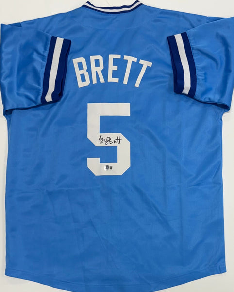 GEORGE BRETT - Kansas City Royals Signed Custom Replica Blue Jersey AUTO - BAS