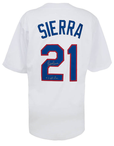 Ruben Sierra (RANGERS) Signed White Custom Baseball Jersey - (SCHWARTZ COA)