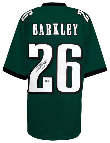 Saquon Barkley (EAGLES) Signed Dark Green Custom Football Jersey -(BECKETT COA)