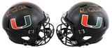 Miami Michael Irvin Signed Twice Alt Black F/S Speed Rep Helmet BAS #BW38853