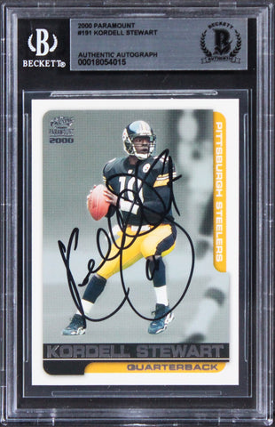 Steelers Kordell Stewart Authentic Signed 2000 Paramount #191 Card BAS Slabbed