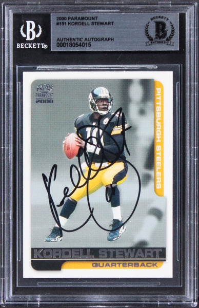 Steelers Kordell Stewart Authentic Signed 2000 Paramount #191 Card BAS Slabbed