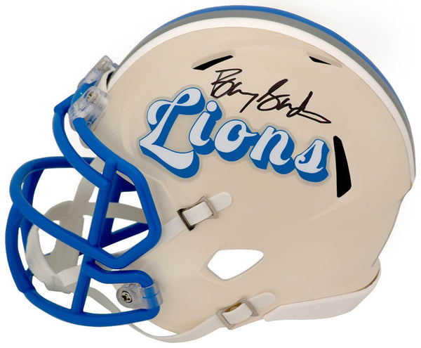 Barry Sanders Signed Lions RETRO Riddell Mini Helmet - (On Lions Side) (SS COA)