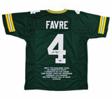 Brett Favre Signed Green Bay Custom Green Sewn Stats Jersey Limited Edition 444