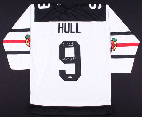 Bobby Hull Signed Blackhawks Jersey Inscribed "HOF 1983" (JSA COA)