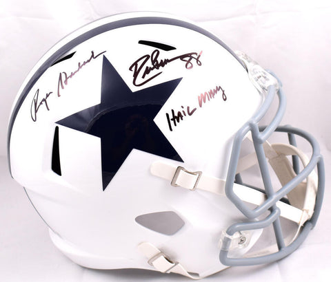 Drew Pearson Roger Staubach Signed Cowboys F/S 60-63 Speed Helmet-Beckett W Holo