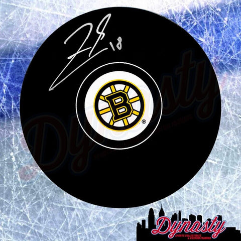 Pavel Zacha Autographed Signed Boston Bruins Logo Puck JSA PSA