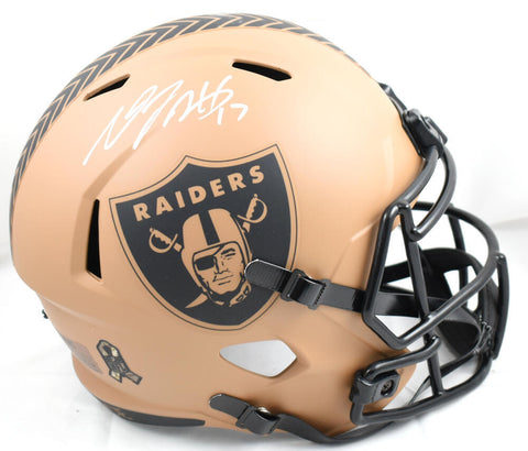 Davante Adams Signed Raiders F/S Salute to Service 2023 Speed Helmet- Beckett W
