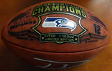 RUSSELL WILSON AUTOGRAPHED SIGNED SUPER BOWL LEATHER FOOTBALL SEAHAWKS RW 85992