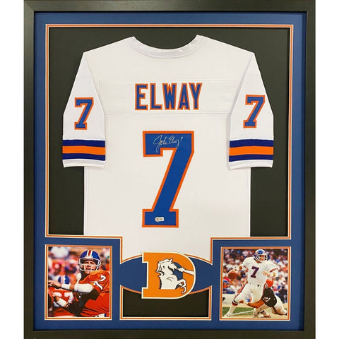 John Elway Autographed Signed Framed Denver Broncos Jersey BECKETT