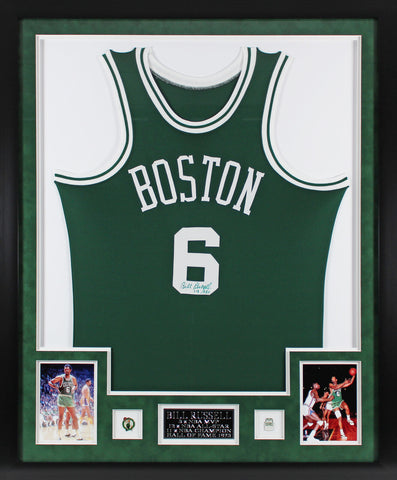 Celtics Bill Russell Signed Green Framed Jersey LE #113/250 BAS #AD38993
