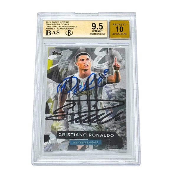 Cristiano Ronaldo & Pele Signed 2021 Topps Now Goal Record - BGS 9.5 AUTO 10