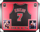 TONY KUKOC (Bulls black pin SKYLINE) Signed Autographed Framed Jersey JSA