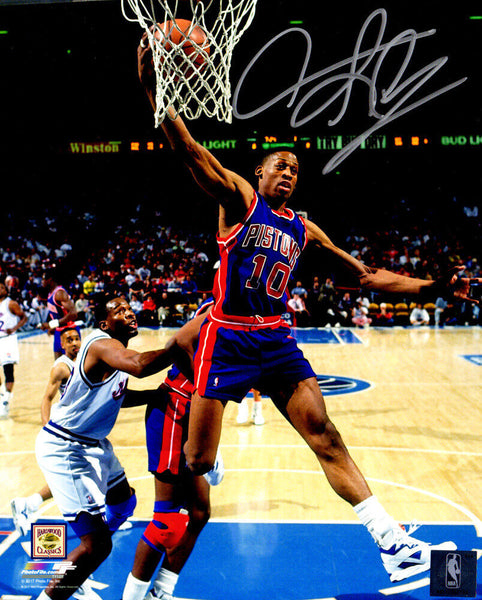 DENNIS RODMAN Signed Detroit Pistons Rebound Action 8x10 Photo - SCHWARTZ