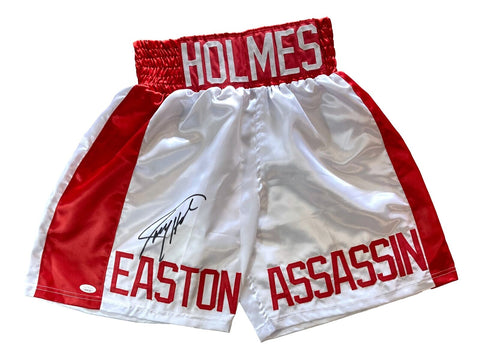 Larry Holmes Signed White Easton Assassin Boxing Trunks JSA ITP
