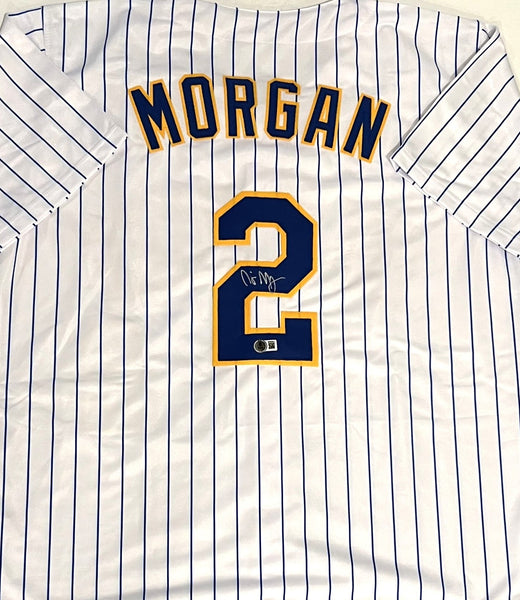 Brewers Outfielder NYJER MORGAN Signed Custom Replica Pinstripe Jersey AUTO BAS