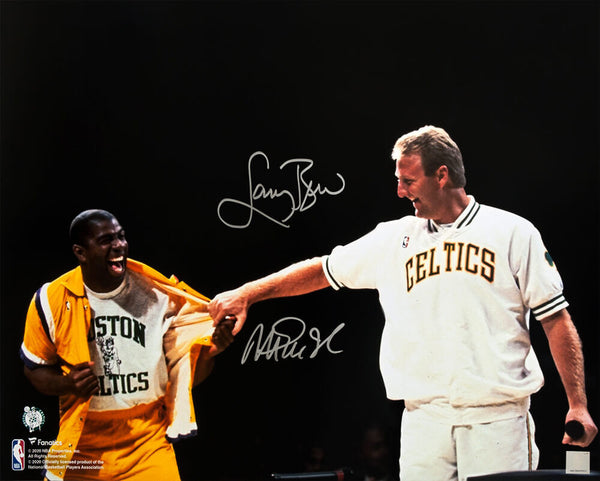 Larry Bird & Magic Johnson Signed Retirement Night 16x20 Photo (BIRD HOLO / COA)