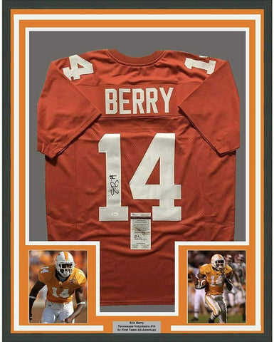 Framed Autographed/Signed Eric Berry 33x42 Tennessee Orange Jersey JSA COA