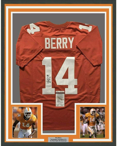 Framed Autographed/Signed Eric Berry 33x42 Tennessee Orange Jersey JSA COA