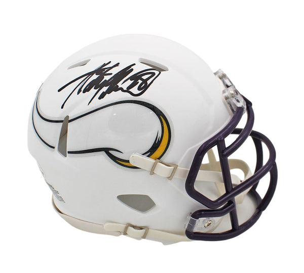 Adrain Peterson Autographed Minnesota Vikings Flat White Mini Helmet - Beckett