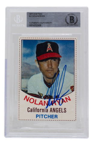Nolan Ryan Signed 1977 Hostess California Angels Baseball Card #81 BAS 436