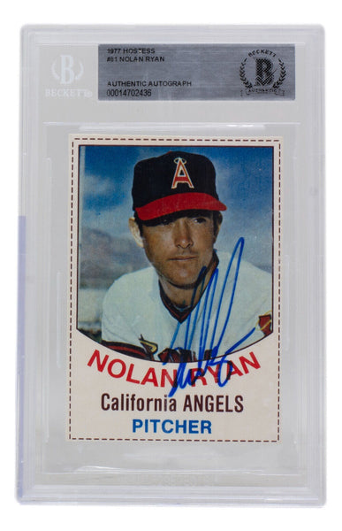 Nolan Ryan Signed 1977 Hostess California Angels Baseball Card #81 BAS 436