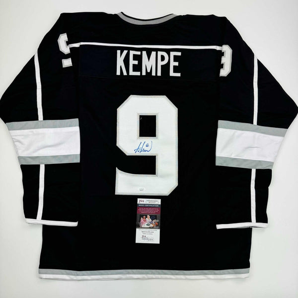 Autographed/Signed Adrian Kempe Los Angeles LA Black Hockey Jersey JSA COA