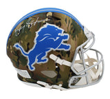 Barry Sanders Signed Detroit Lions Speed Authentic Camo NFL Helmet