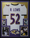 FRAMED BALTIMORE RAVENS RAY LEWIS AUTOGRAPHED SIGNED JERSEY BECKETT HOLO