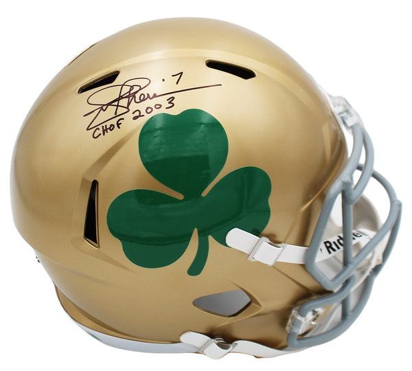 Joe Theismann Signed Notre Dame Speed Full Size NCAA Helmet with "CHOF 2003"