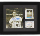 Tom Seaver Signed New York Yankees Framed 8x10 B&W with Cutout MLB Photo w/ Insc
