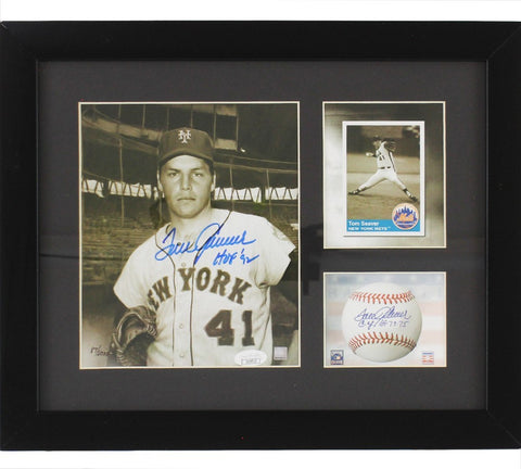 Tom Seaver Signed New York Yankees Framed 8x10 B&W with Cutout MLB Photo w/ Insc