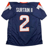Autographed/Signed Patrick Surtain II Denver Blue Football Jersey JSA COA #2