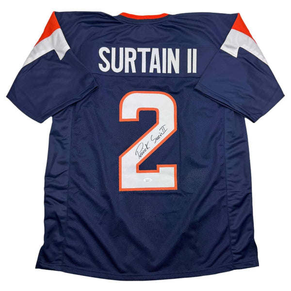 Autographed/Signed Patrick Surtain II Denver Blue Football Jersey JSA COA #2