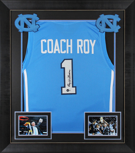 UNC Roy Williams Authentic Signed Carolina Blue Pro Style Framed Jersey BAS Wit