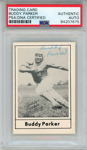 Buddy Parker Autographed 1977 Touchdown Club #41 Trading Card PSA Slab 43772
