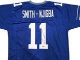 SEAHAWKS JAXON SMITH-NJIGBA AUTOGRAPHED THROWBACK BLUE JERSEY BECKETT QR 243019