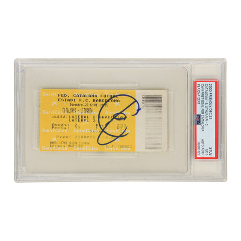 Xavi Signed 2000 First Goal for Catalonia Match Ticket - PSA 5
