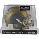 Kurt Warner Autographed Los Angeles Rams Slate Mini Helmet Beckett Witness 50097