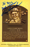 Cardinals Lou Brock Authentic Signed 3.5x5.5 HOF Plaque Postcard JSA #S85236
