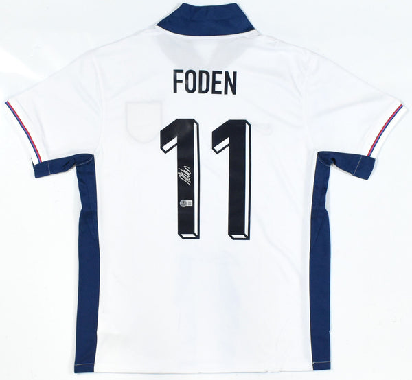 Phil Foden Autographed England Home Soccer Jersey #11 - Beckett Hologram *L