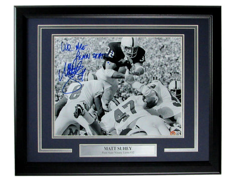 Matt Suhey Penn State Signed/Inscribed 11x14 B/W Photo Framed Beckett 165722