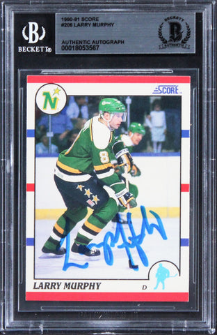 North Stars Larry Murphy Authentic Signed 1990 Score #208 Card BAS Slabbed